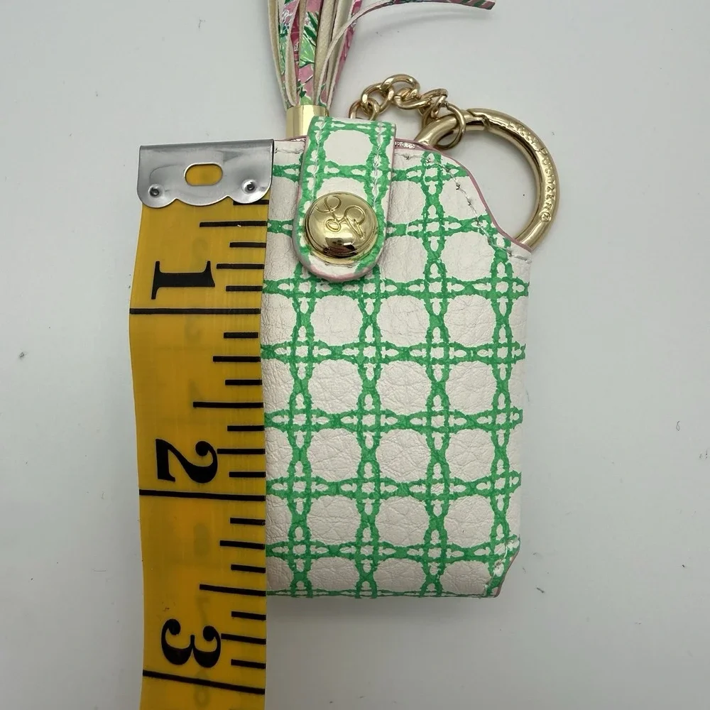 Lilly Pulitzer faux leather wireless earbud case in the Spearmint Caning Print